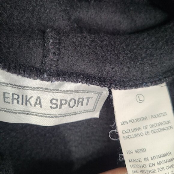 Vintage Erica Sport Black Hooded Christmas Santa Claus Fleece Sweater Vest - Picture 7 of 7